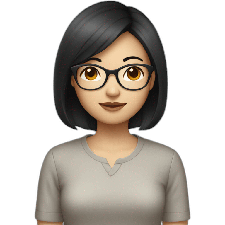 asian girl with short black hair wearing glasses emoji