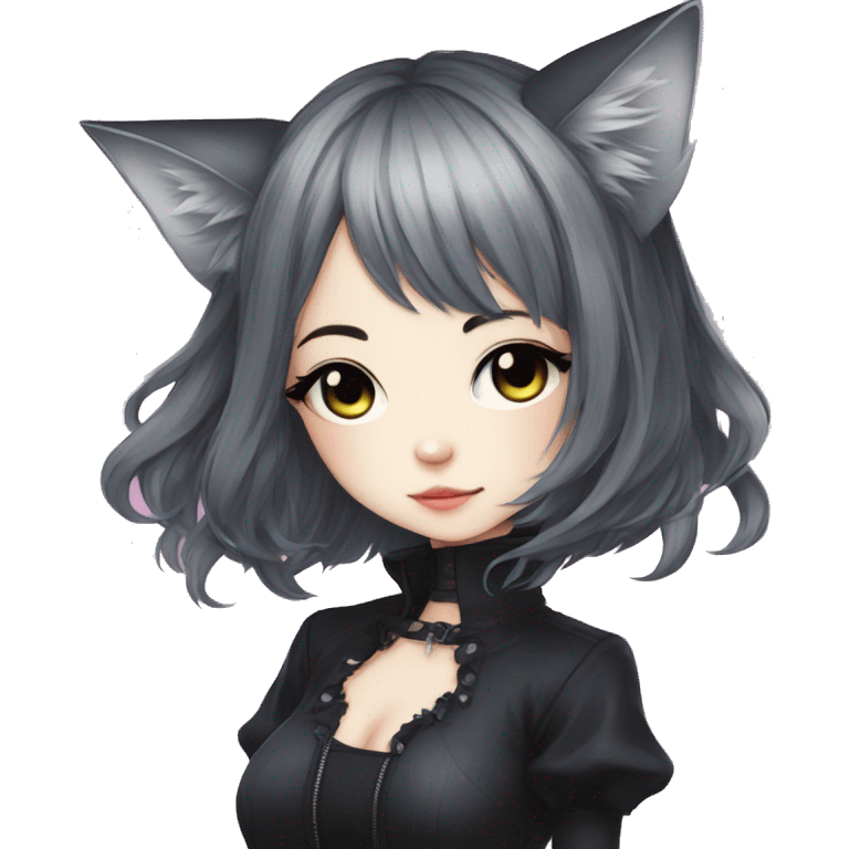 Edgy Kawaii Cute Cool Beautiful Elegant Pretty Anime Gothic Catgirl emoji