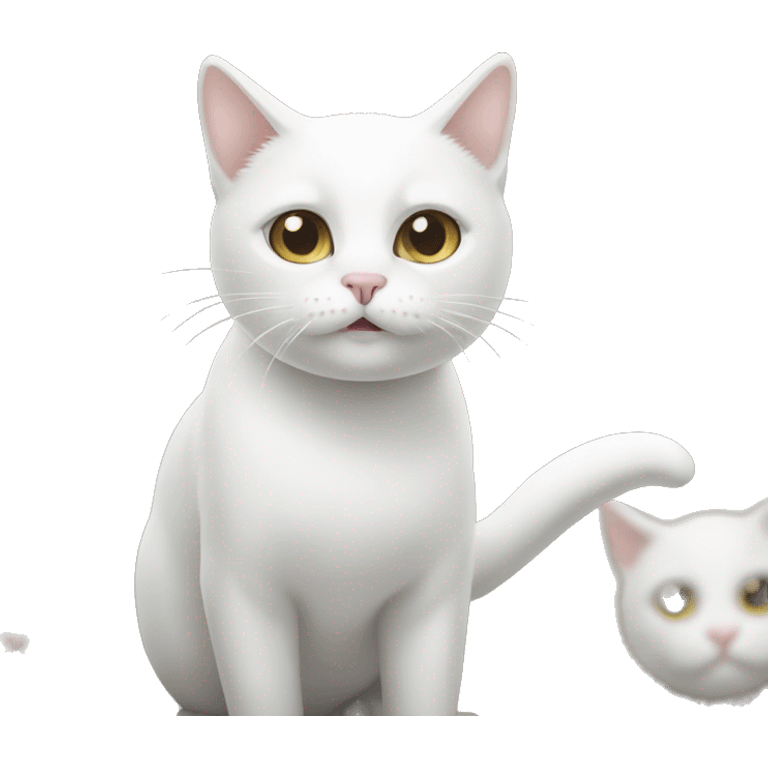 white cat with no emoji