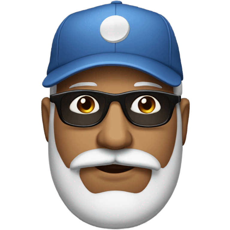 50 year old man with moustash and beard, baseball cap and sunglasses emoji