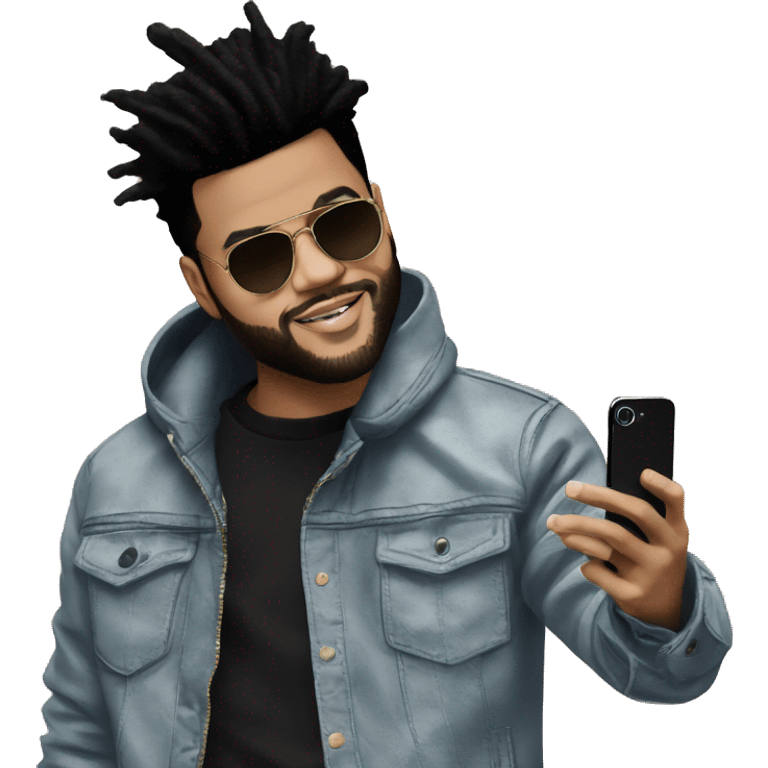 The weeknd posing taking selfie with iphone emoji