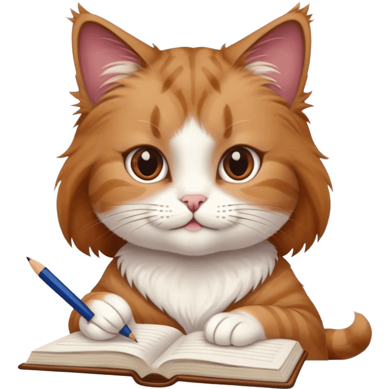 Female Cat doing homework emoji