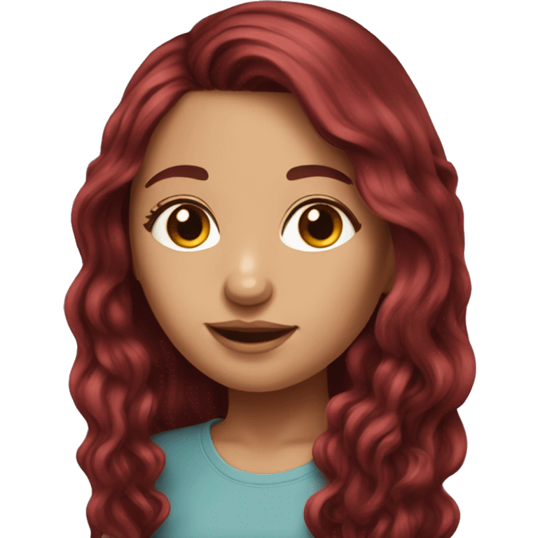 Beautiful burgundy haired realistic girl with long hair emoji