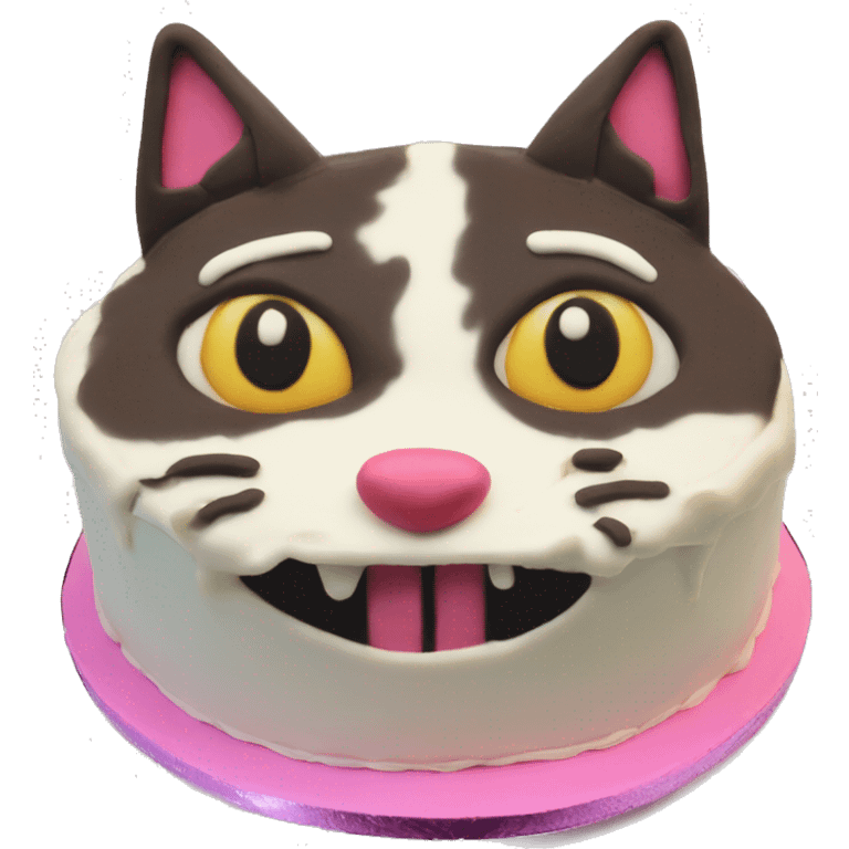 Half eaten cat themed Birthday Cake  emoji