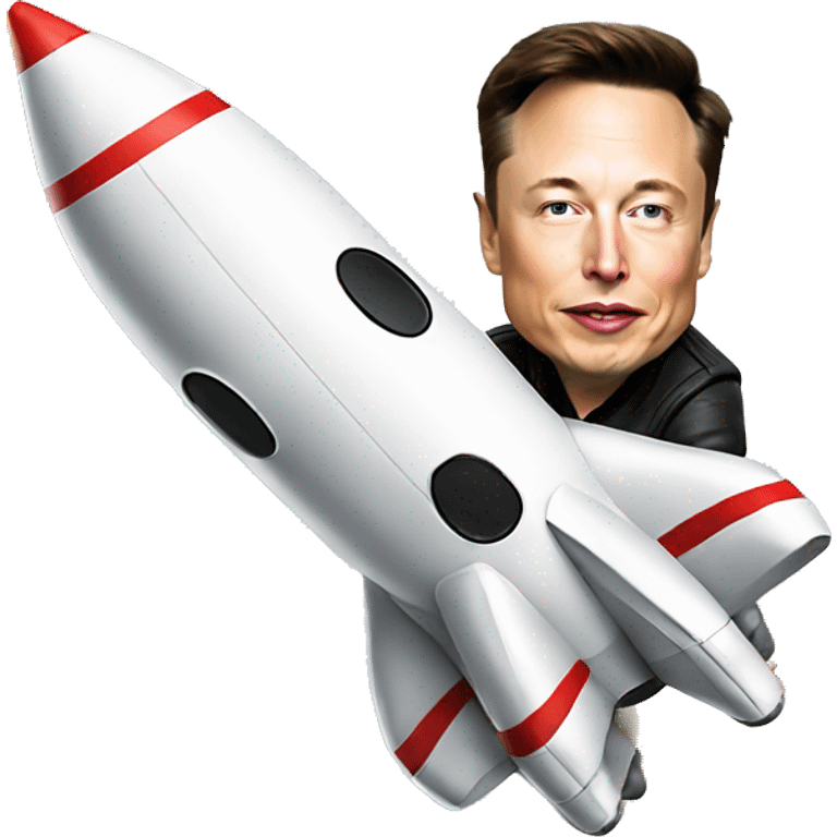 Elon Musk riding a flying space rocket emoji