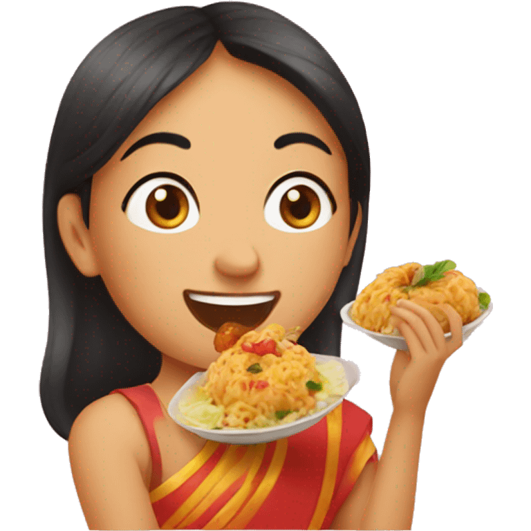 Aditi eating momo emoji