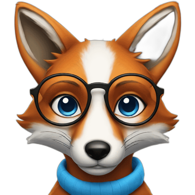 Fox with blue eyes in glasses  emoji