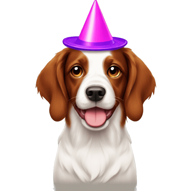 Brittany spaniel with party hat emoji