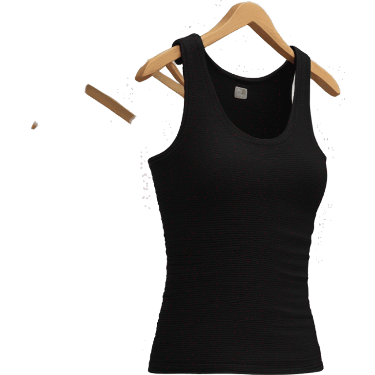 chic black ribbed tank top with tag hyperrealistic soft textures no background emoji