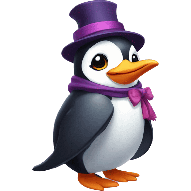 penguin mage cute little in love emoji