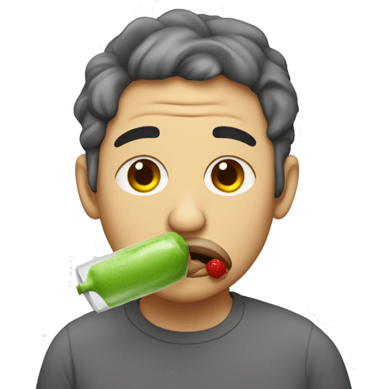 Someone who is lazy and eats juice in a ridiculous state emoji