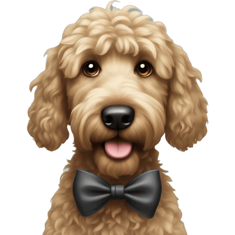 Black golden doodle with bow emoji