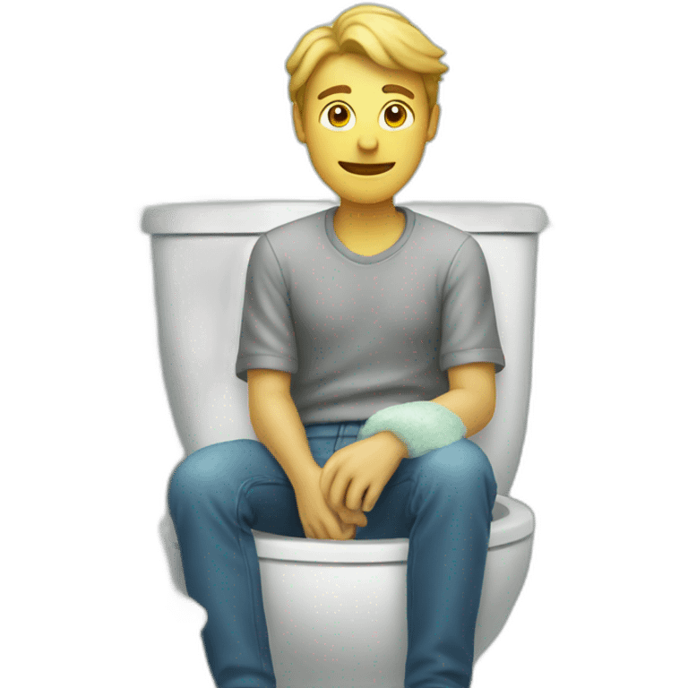 Man sitting on a toilet covered in soap emoji