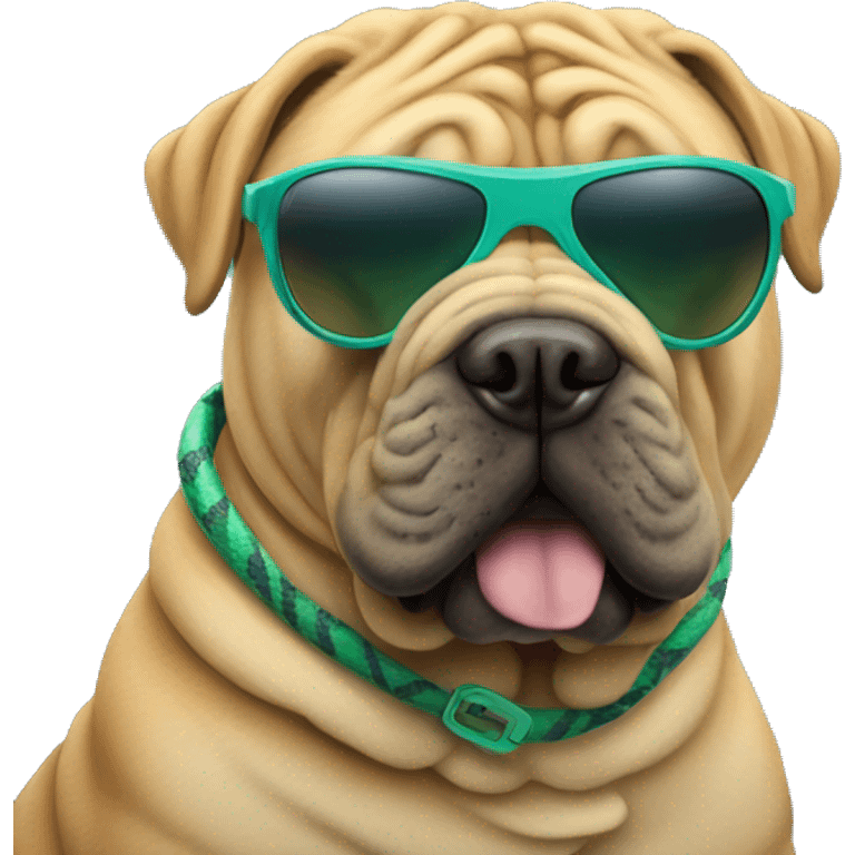 Shar pei with pit viper sunglasses emoji