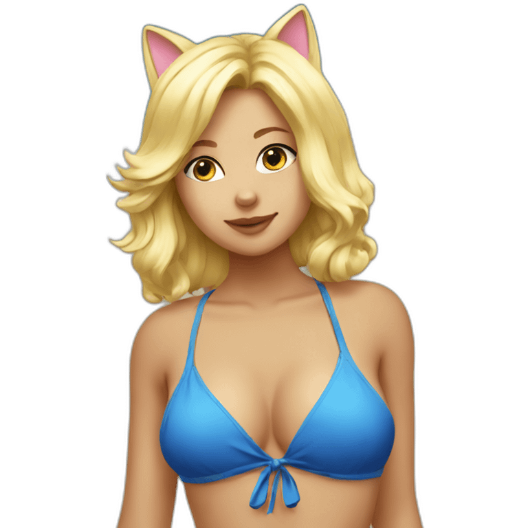 hot catgirl blonde swim suit emoji