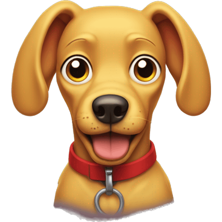 mustard colored dog with very very long ears and red collar, rugrats emoji