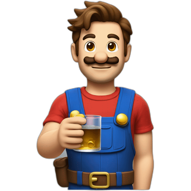 Mario holding full glass emoji