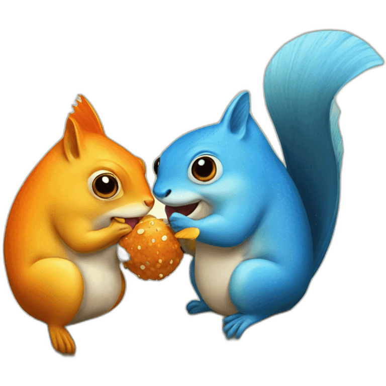 fish kissing squirrel emoji