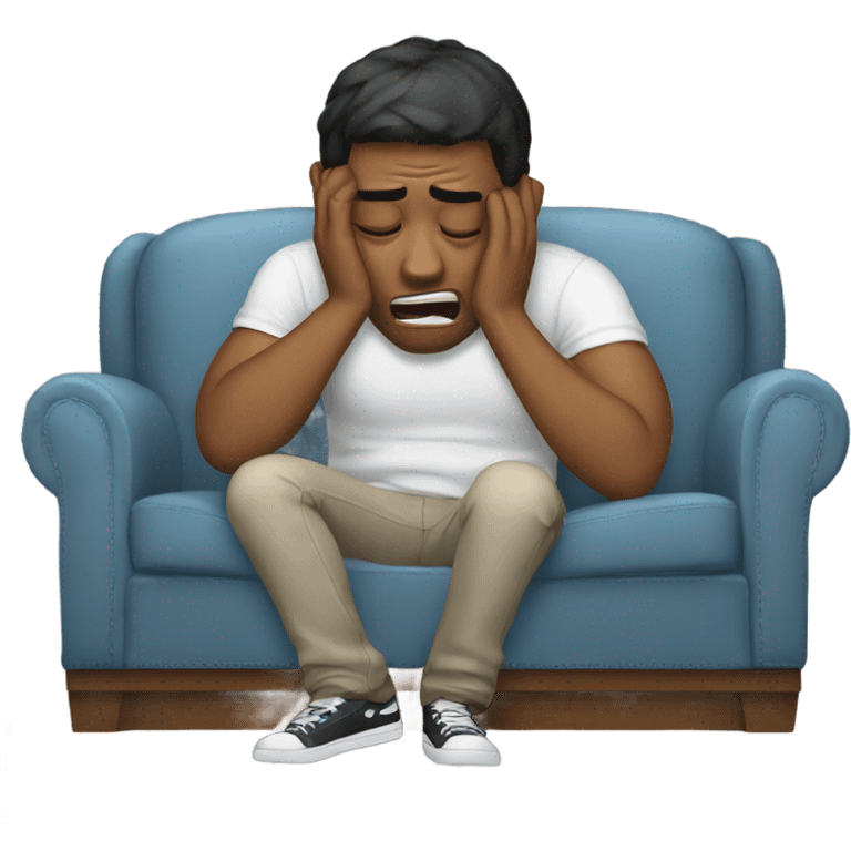 Guy crying on couch emoji