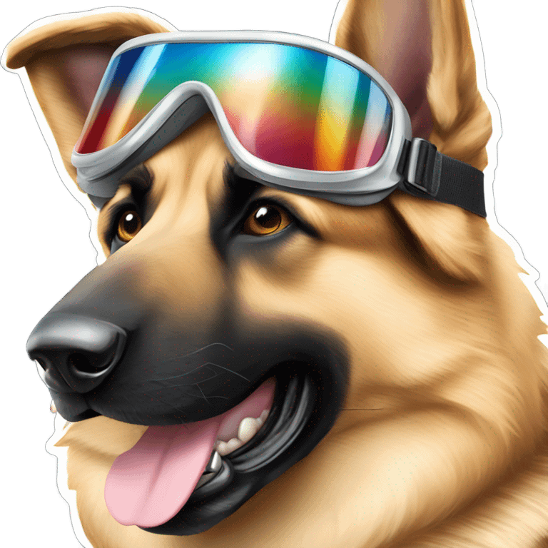 German shepard add silver ski googles  emoji