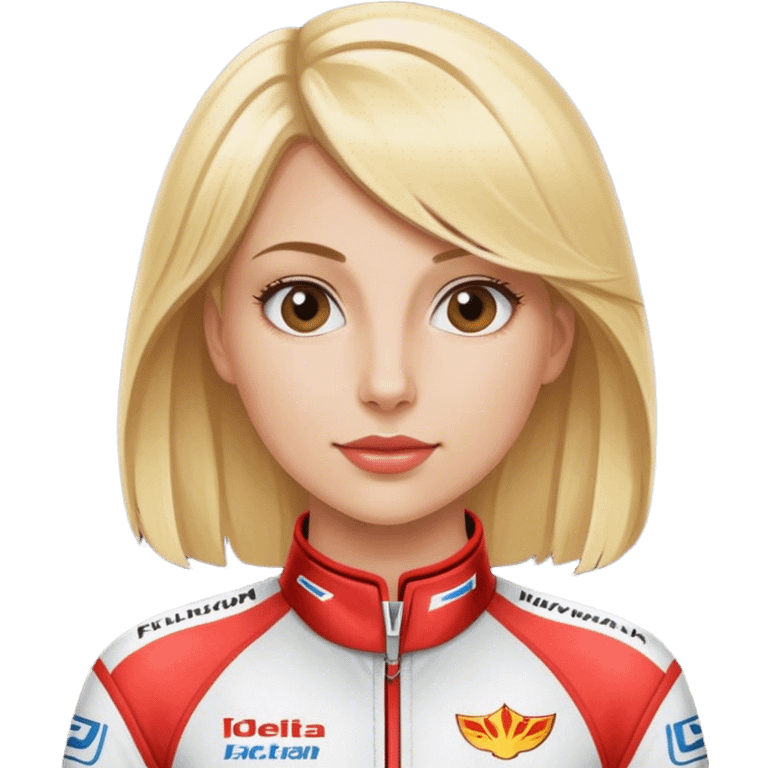 blond woman i in racing suit emoji