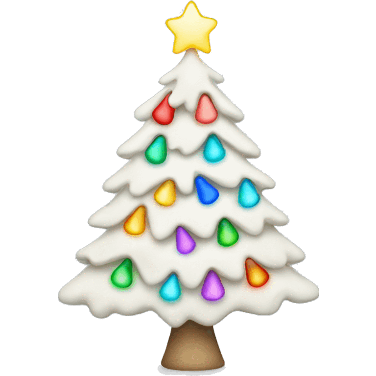 white christmas tree with colorful lights  emoji