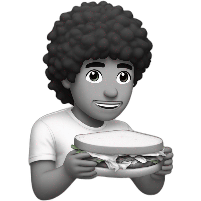 Maradona eating sandwich black and white emoji