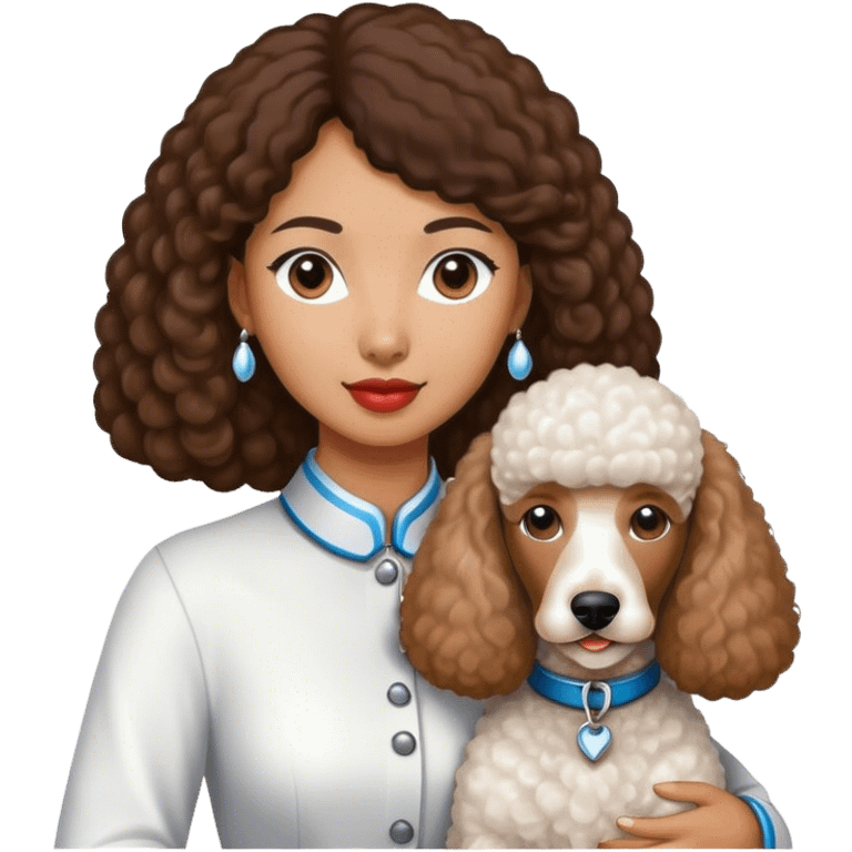 White standard poodle and Asian brown-skinned women emoji