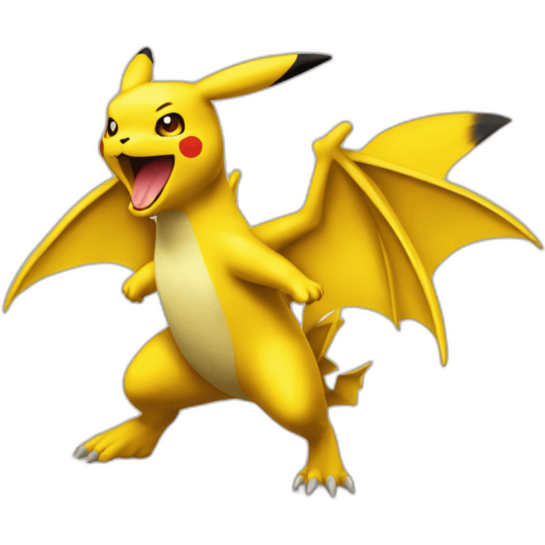 Dracaufeu sur Pikachu emoji