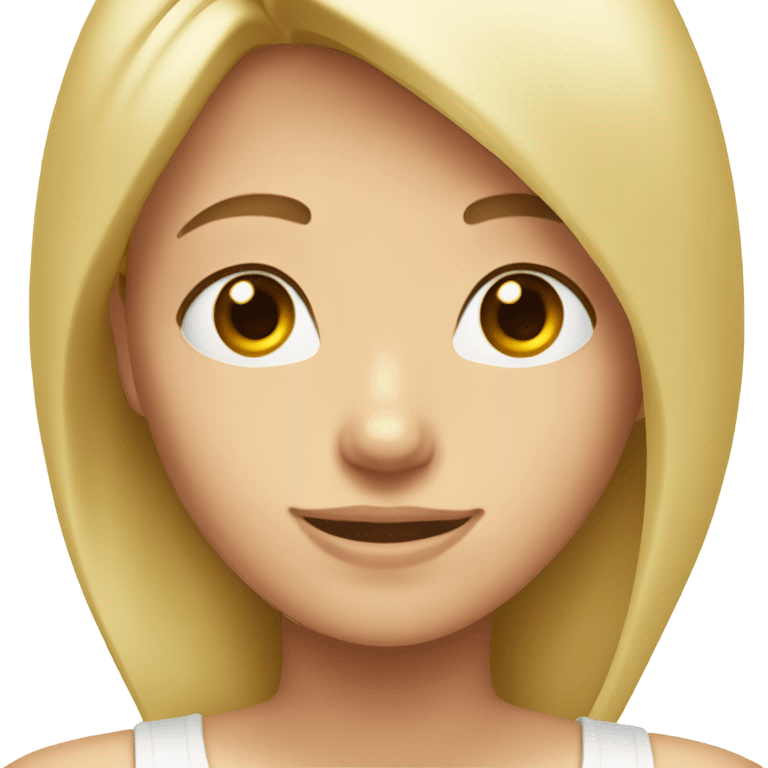 blondie teen with brown eyes, fair skin, slim, white tank top emoji