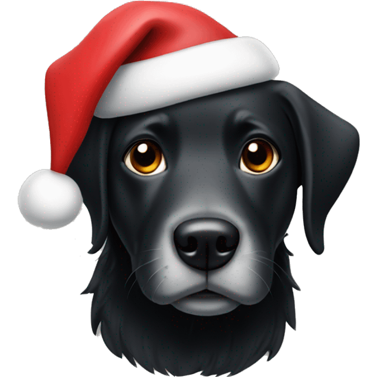 Black dog with Christmas hat emoji