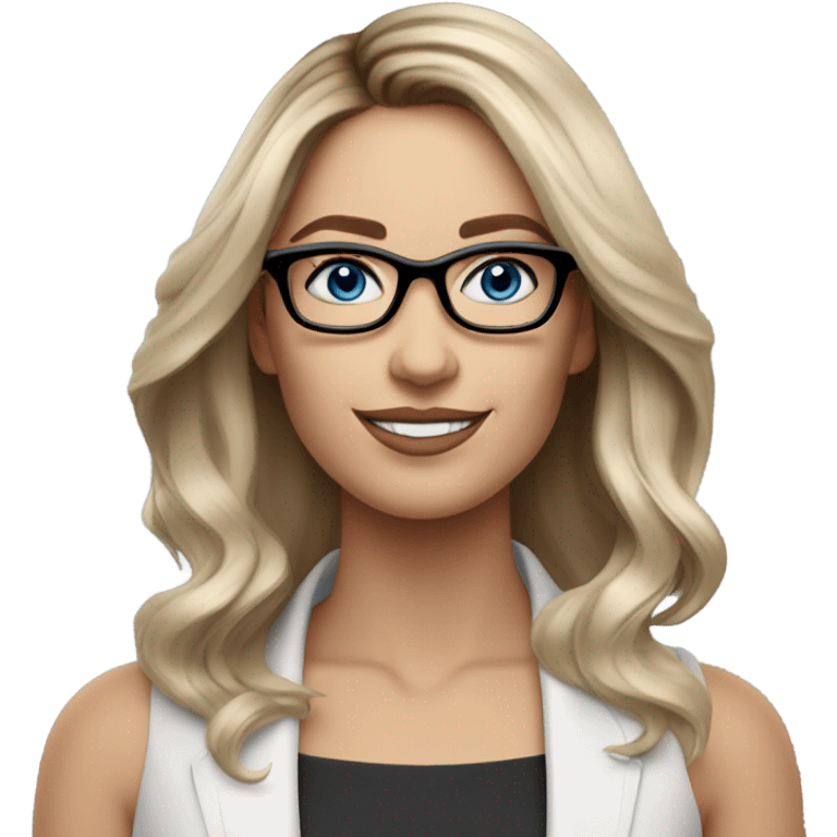 Shoulder length Balayage pale beautiful corporate woman with glasses and blue eyes emoji