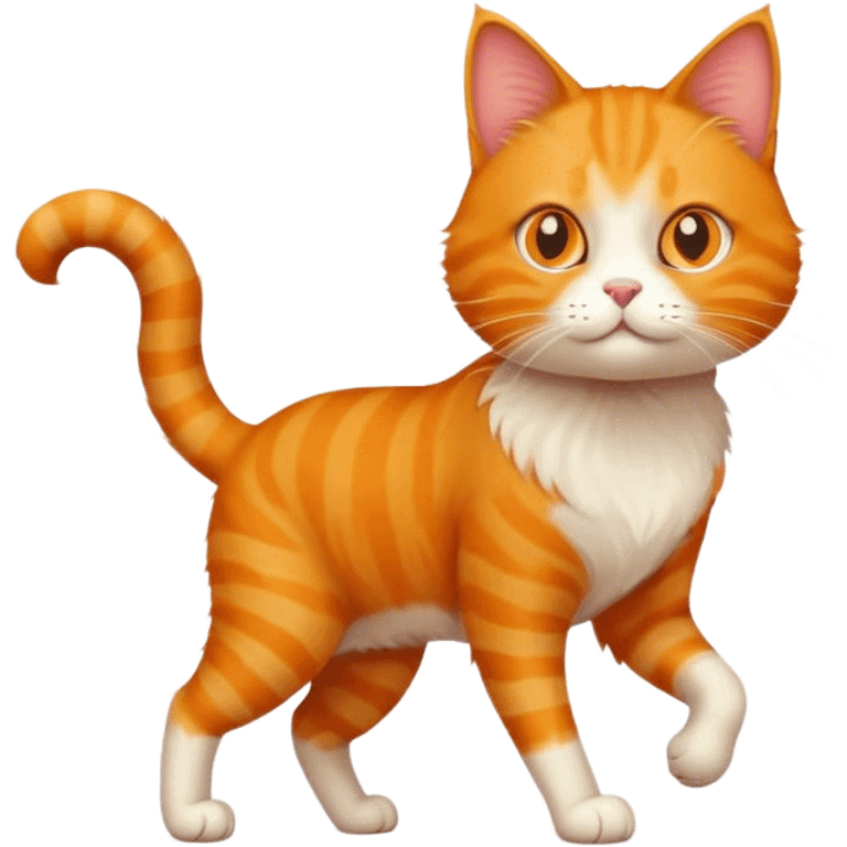 Ginger cat walks on four legs emoji