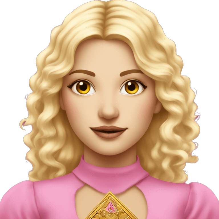 Blonde beautiful girl with pink pink tarot gold cards emoji