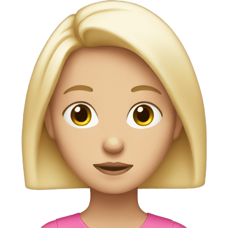 blonde girl in pink is tired emoji