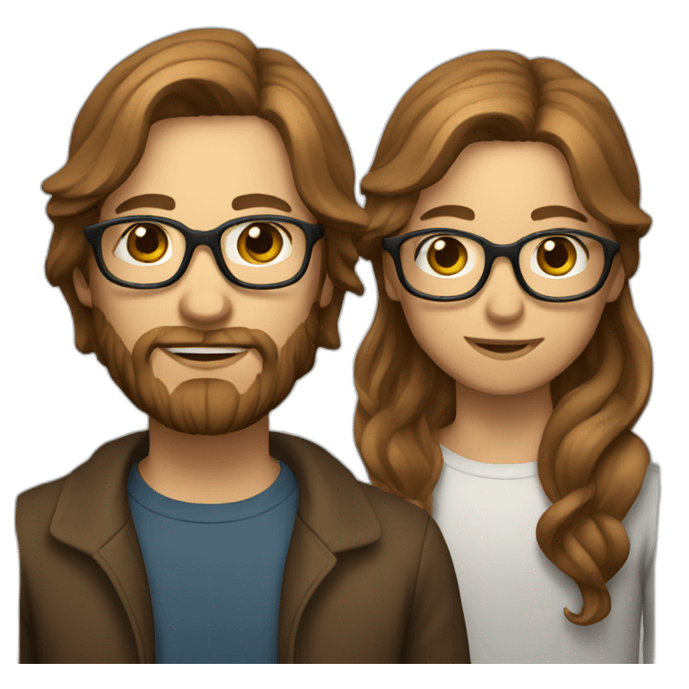 Scandinavian with long brown hair medium beard and glasses emoji