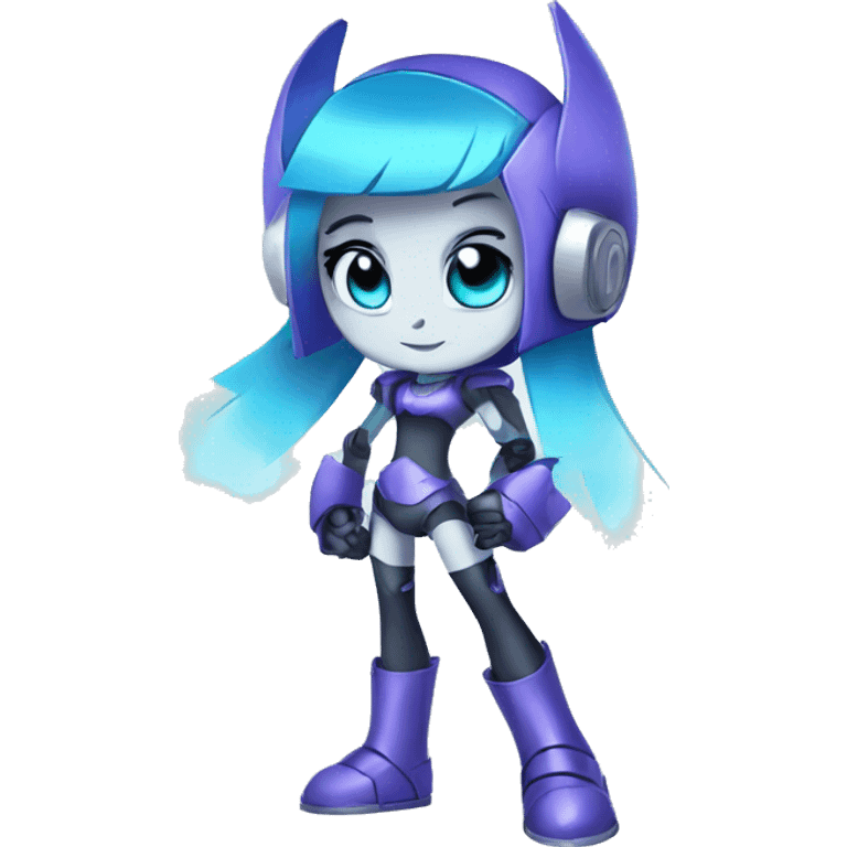 A teenage Robot, Violet Hair, Glowing Blue Eyes,  emoji