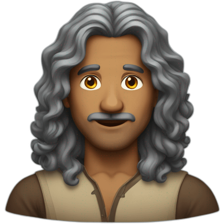 Indian middle aged man with long wavy hair emoji