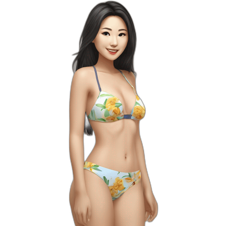 Sexy soft-fit wasian woman bikini (beach body) bed emoji