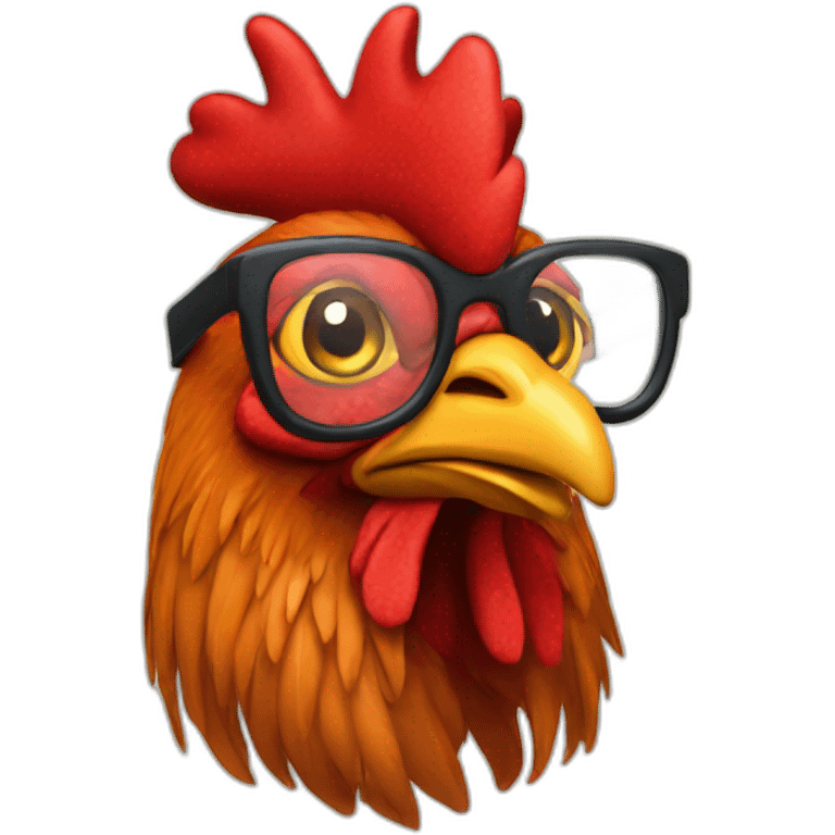 Red Rooster with glasses and crown emoji