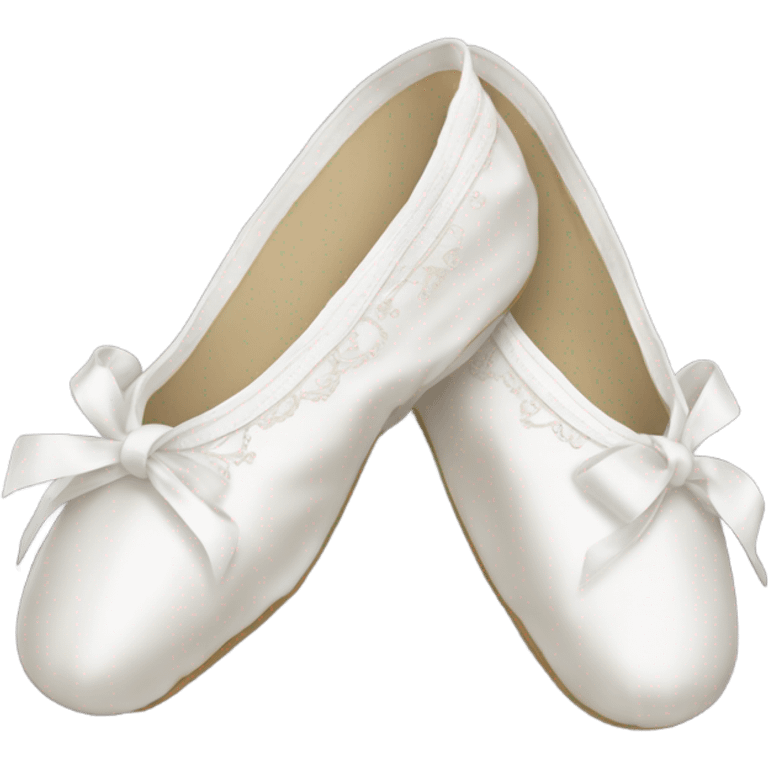 Crossed white ballet slippers with beautiful strap design emoji