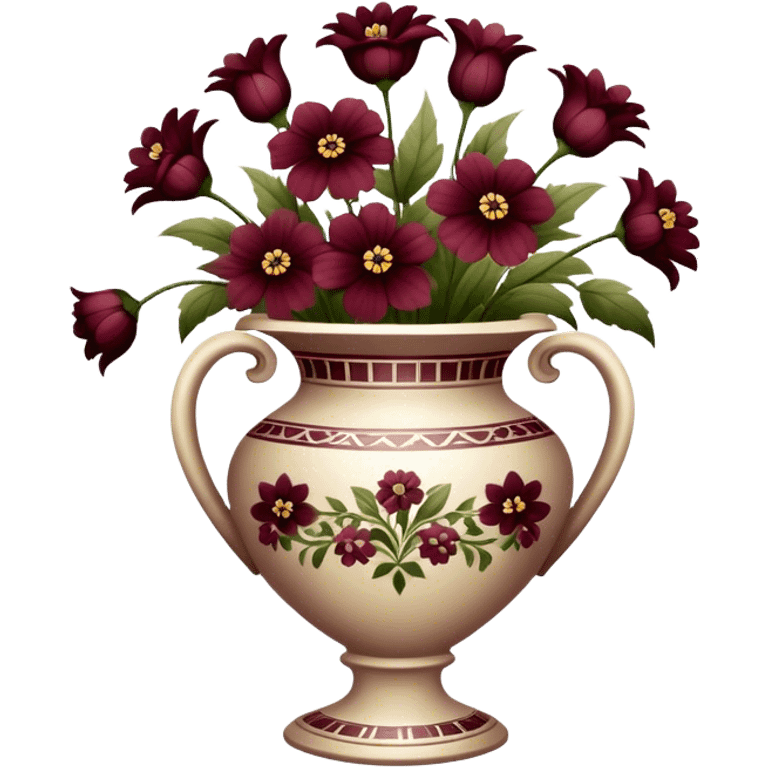 Vintage vase burgundy flowers emoji