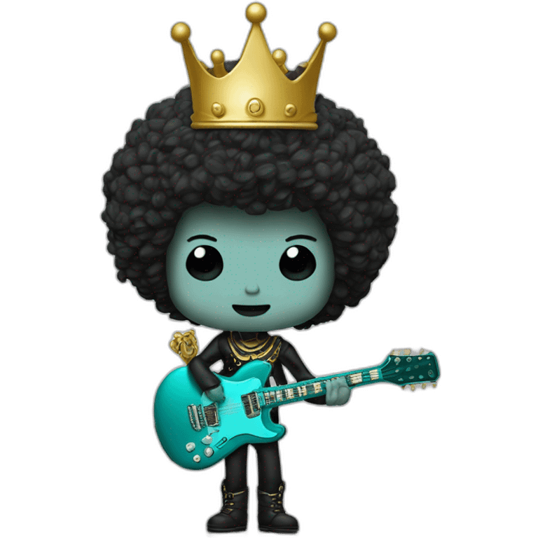 Soolking brook ;black affro cut ;turquoise electric guitar;golden crown ;skeletal face emoji