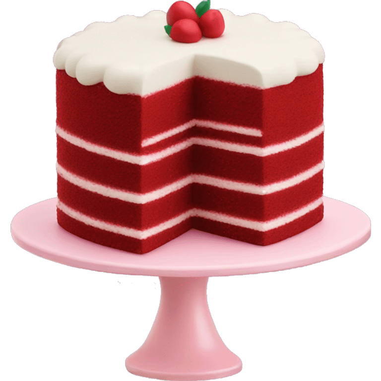 Kawaii red velvet cake  with layers and frosting  emoji