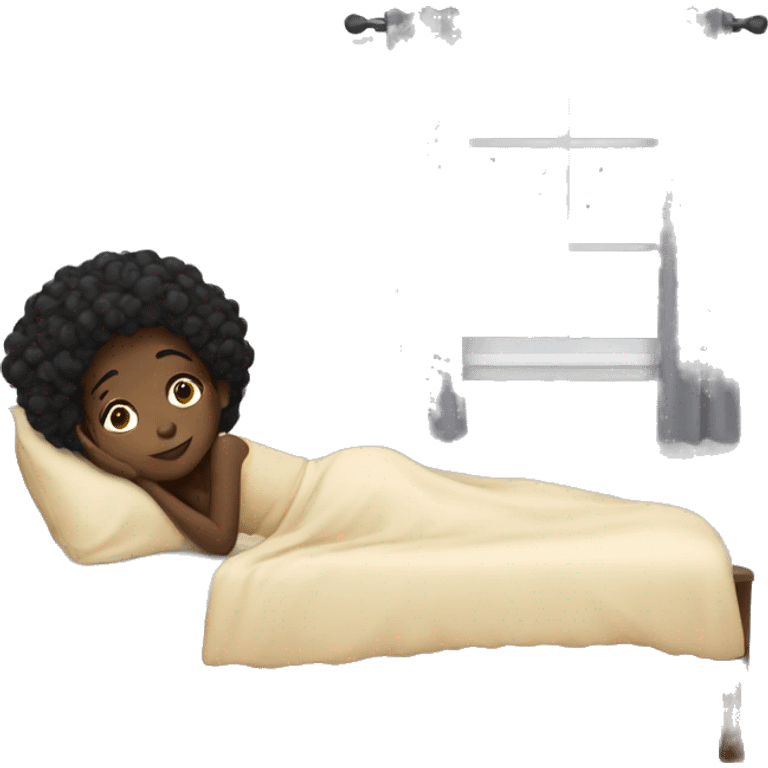 Black girl lying in bed  emoji