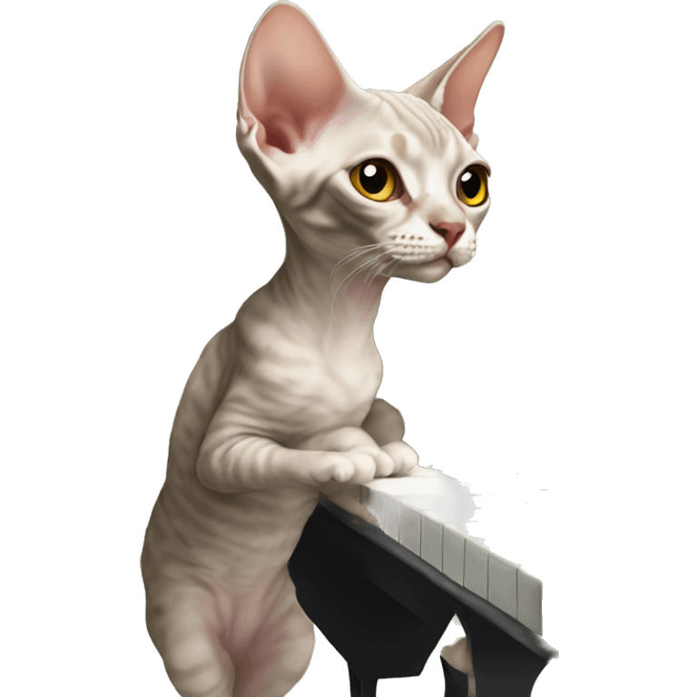 Devon Rex cat playing piano  emoji