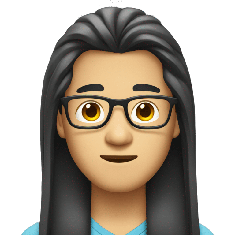 asian guy with very long straight hair and glasses emoji