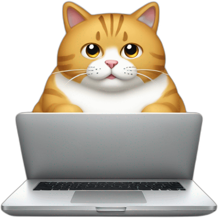 Fat cat behind a laptop emoji