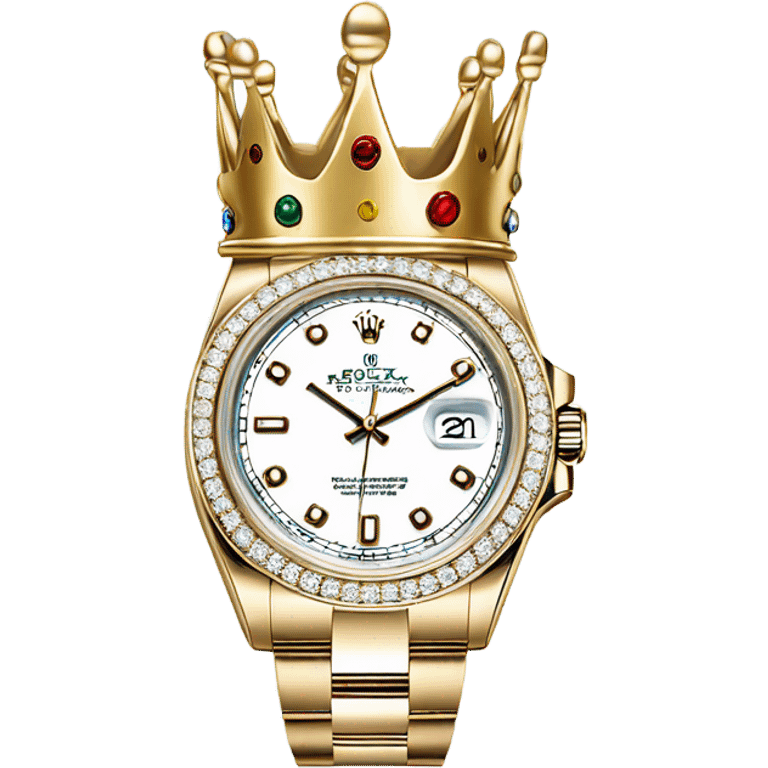 white gold rolex with a king crown emoji