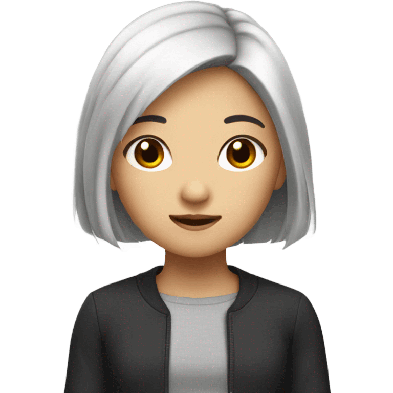 a asian girl with 2b hair emoji